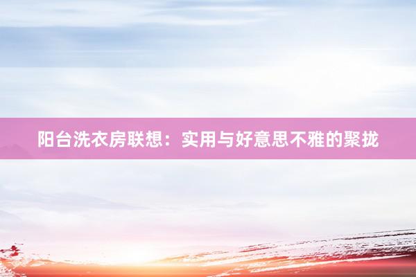 阳台洗衣房联想：实用与好意思不雅的聚拢